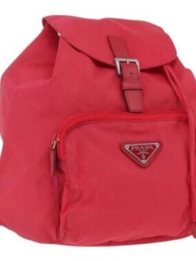 PRADA Backpack Nylon Pink Silver Auth 164369